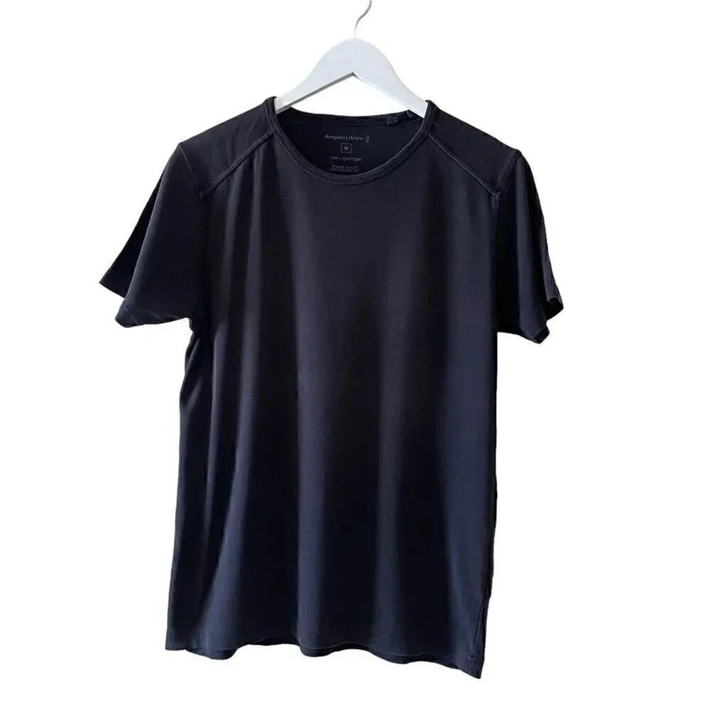 Angelo Litrico Black Cotton Crewneck Short Sleeves Essential Minimalist Men’s T-
